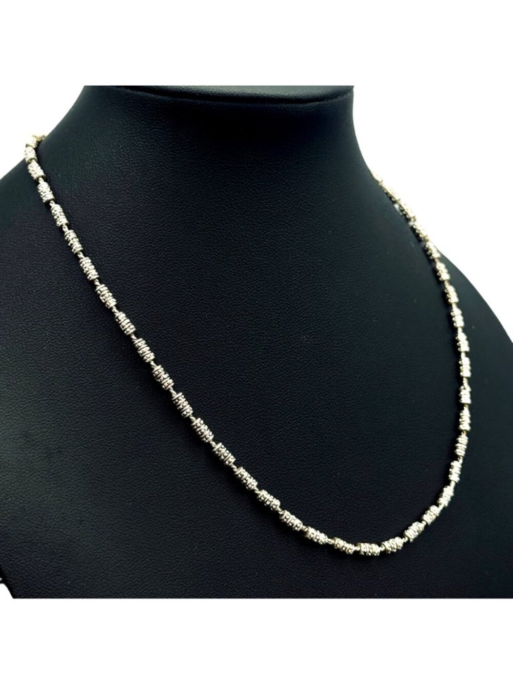 Vintage NAPiER Silver Tone Necklace Barrel Links 16" - Picture 2 of 7